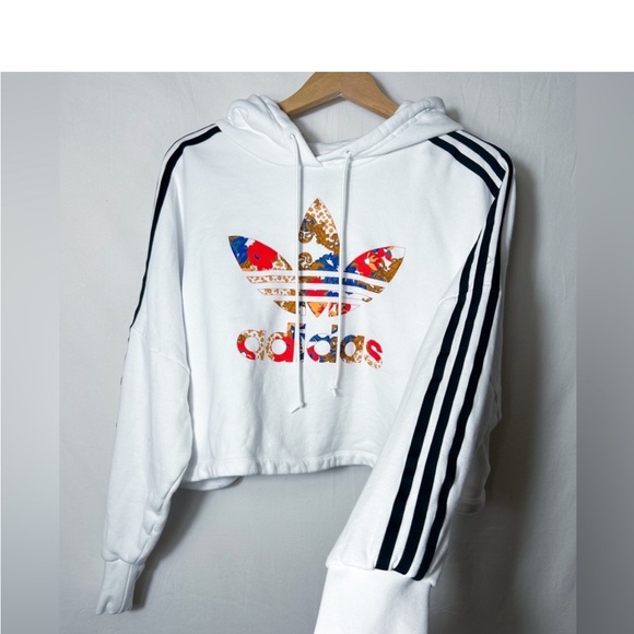 Adidas x Her Womens Cropped Boxy Hoodie Sz S - White - Picture 6 of 9